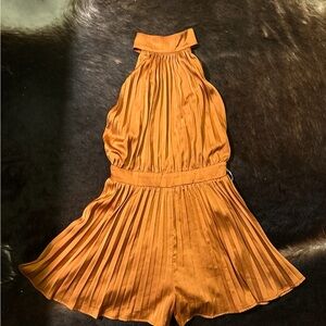 Lulu's Rust Pleated Halter Romper